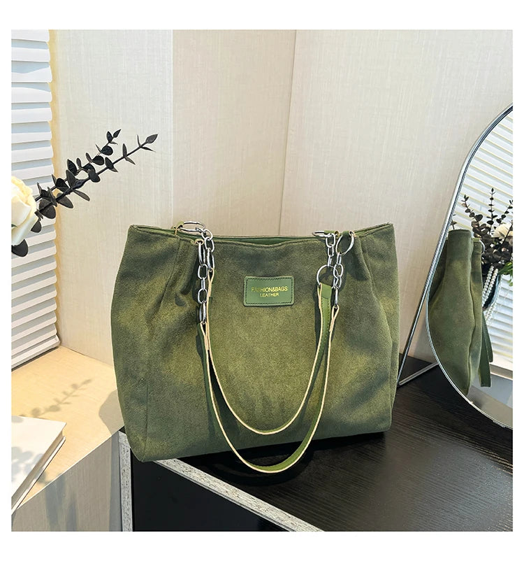 Amblot Green Soft-touch suede tote bag