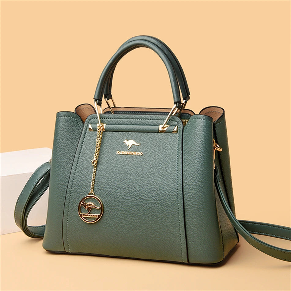 Amblot Green Structured leather shoulder bag
