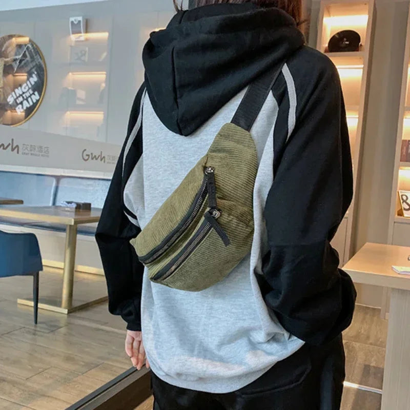 Amblot Green Versatile corduroy bum bag