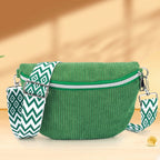 Amblot Green Wide-strap corduroy bum bag