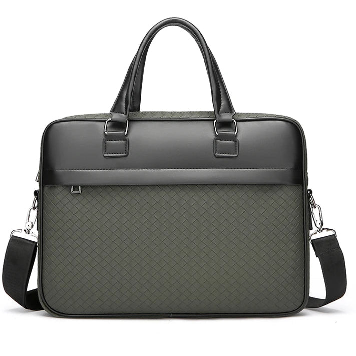 Amblot Green Zippered leather laptop bag