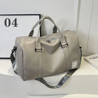 Amblot Grey Retro-style leather weekender duffle bag