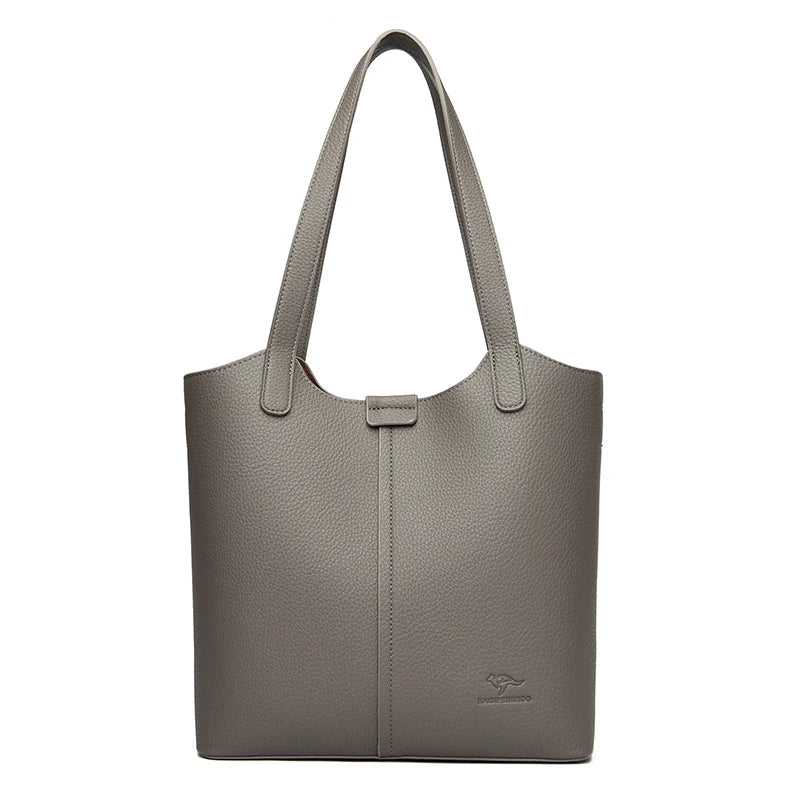 Amblot Grey Structured leather tote bag