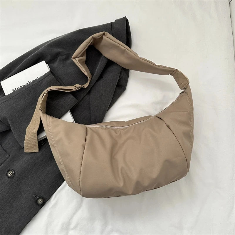 Amblot Khaki Casual nylon hobo bag
