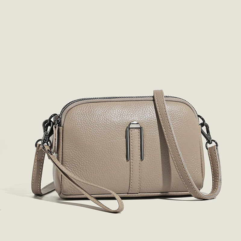 Amblot Khaki Lightweight leather sling bag