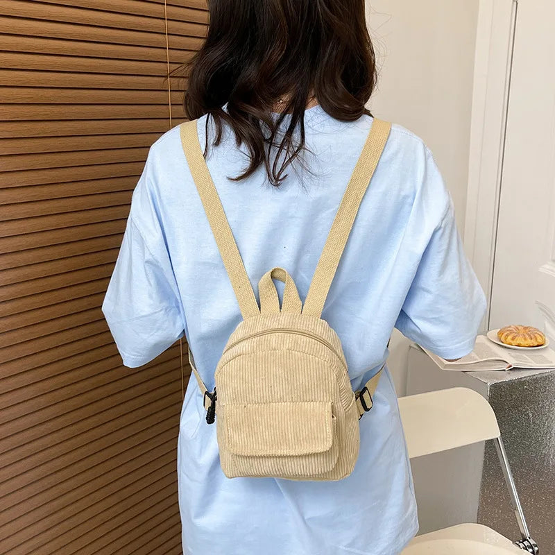 Amblot Khaki Mini corduroy backpack