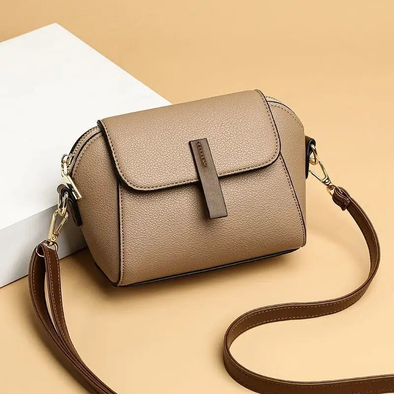 Amblot Khaki Practical leather crossbody bag