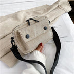Amblot Khaki Rectangular corduroy crossbody bag