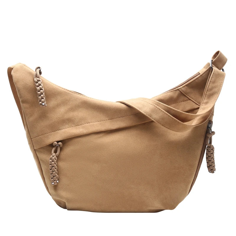 Amblot Khaki Slouchy suede shoulder bag