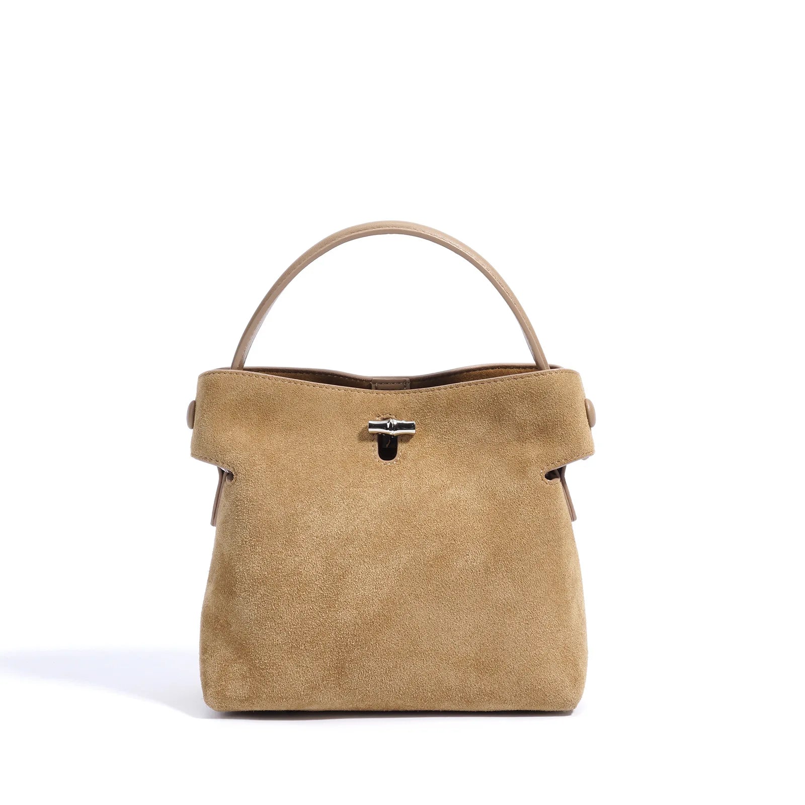 Amblot Khaki Small suede purse with clasp