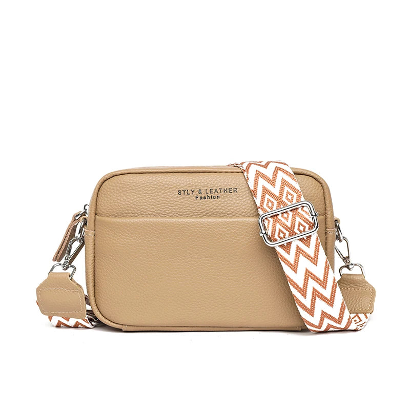 Amblot Khaki Soft minimalist leather crossbody bag