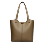 Amblot Khaki Structured leather tote bag