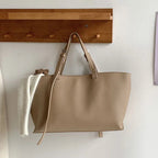 Amblot Khaki Stylish leather tote bag