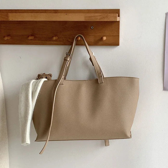 Amblot Khaki Stylish leather tote bag