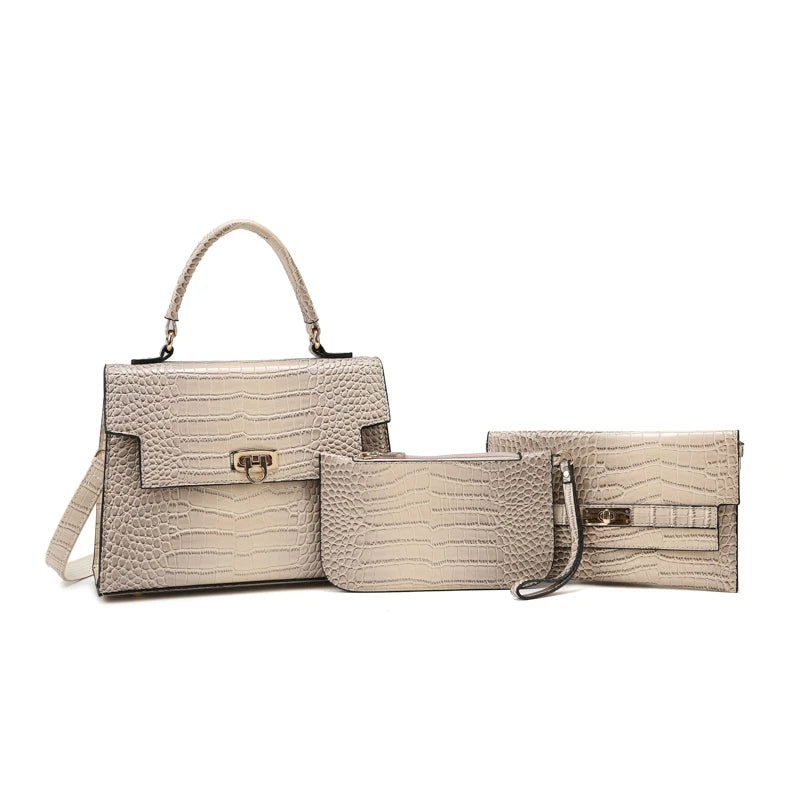 Amblot Khaki (Three Sets) Leather handbag
