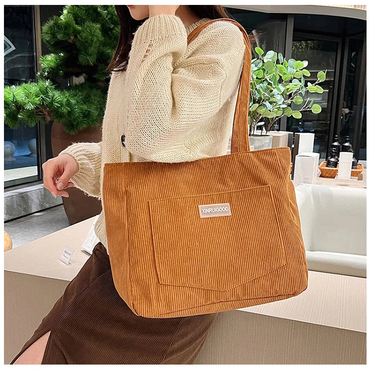 Amblot Ladies’ corduroy tote bag for casual wear
