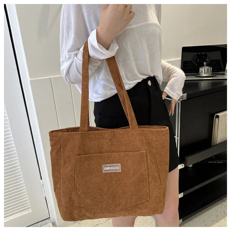 Amblot Ladies’ corduroy tote bag for casual wear