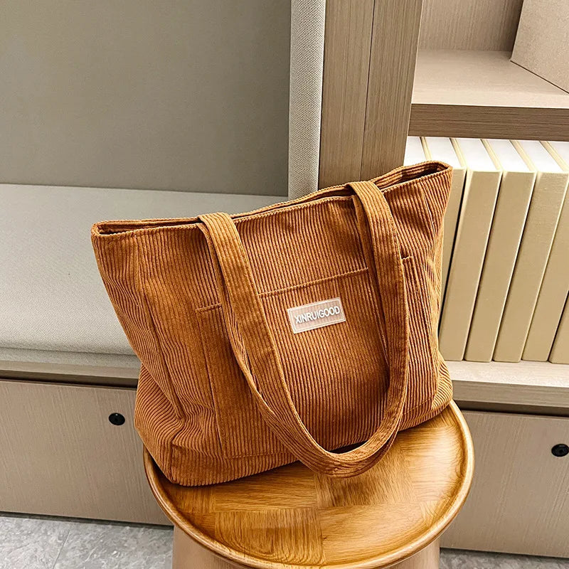 Amblot Ladies’ corduroy tote bag for casual wear