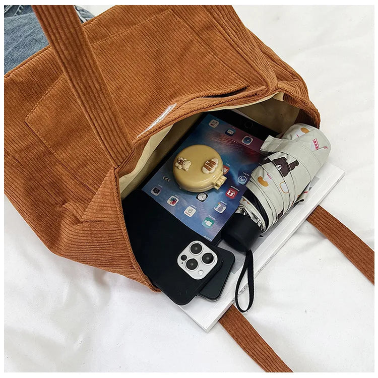 Amblot Ladies’ corduroy tote bag for casual wear