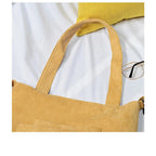 Amblot Large capacity corduroy zipped tote bag with external pocket