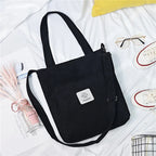 Amblot Large capacity corduroy zipped tote bag with external pocket
