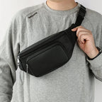 Amblot Large capacity leather bum bag for men