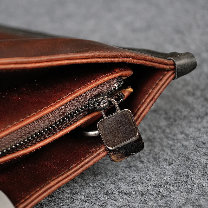 Amblot Large capacity leather messenger office bag