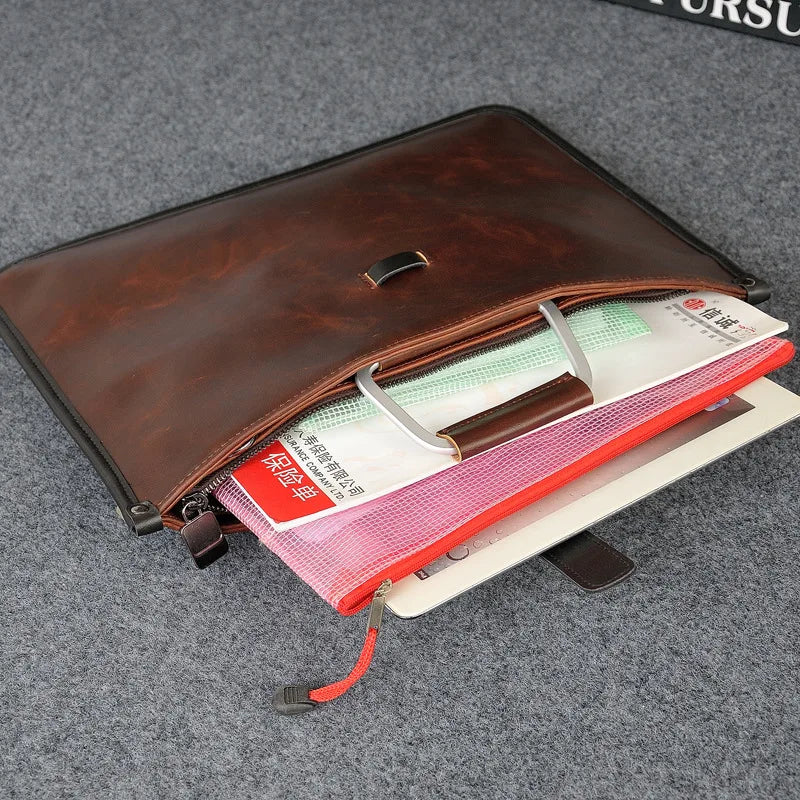 Amblot Large capacity leather messenger office bag