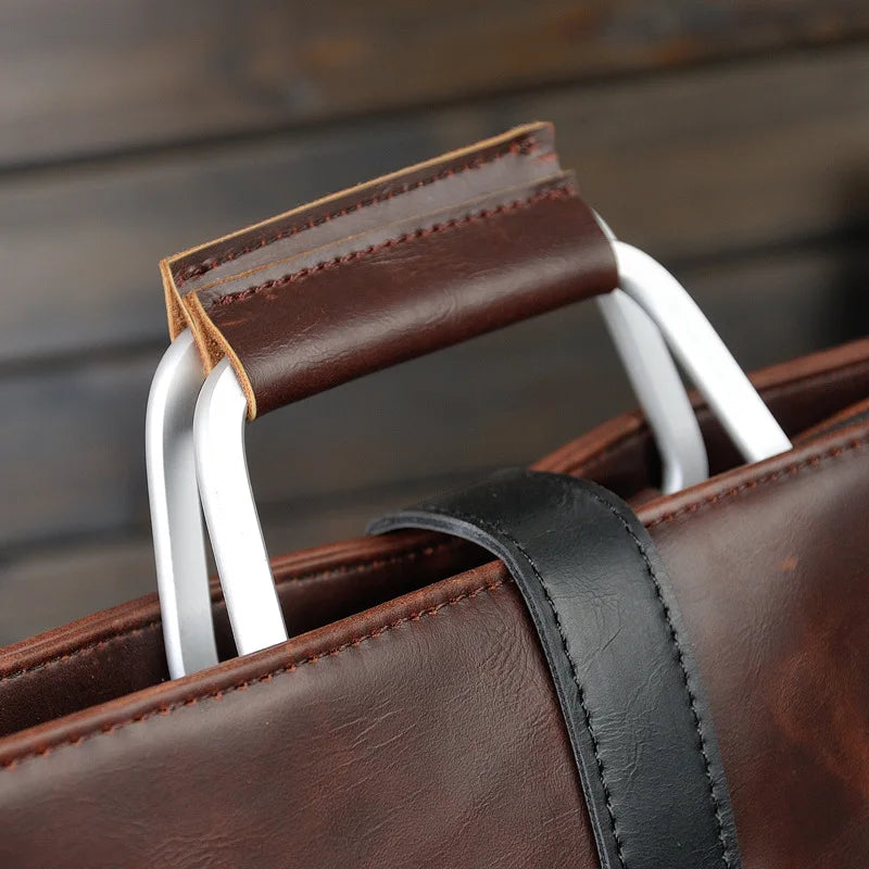 Amblot Large capacity leather messenger office bag