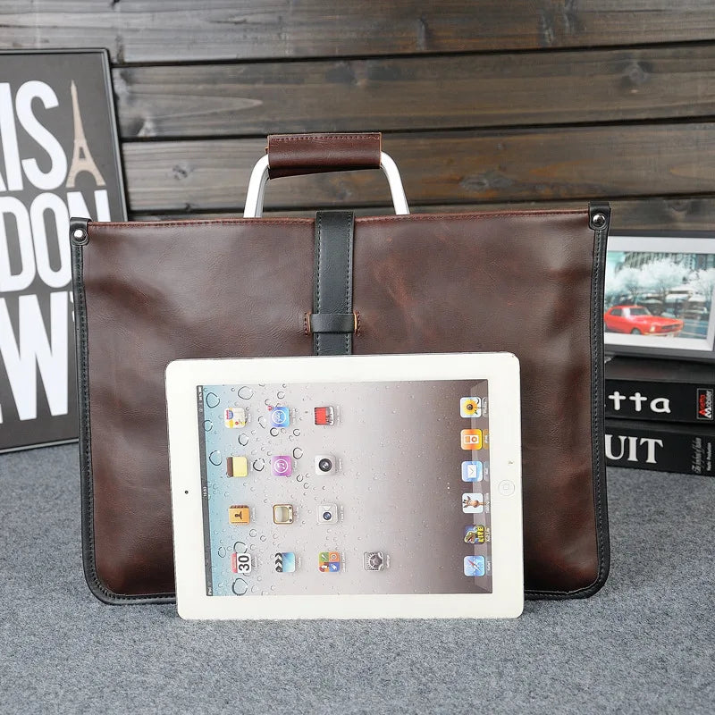 Amblot Large capacity leather messenger office bag