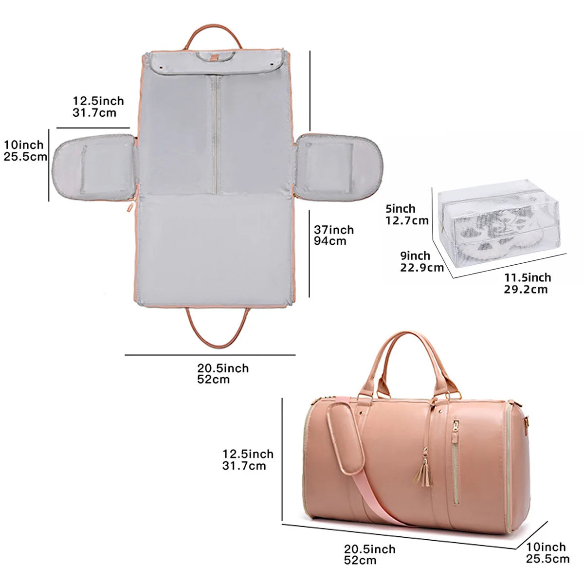 Amblot Large capacity travel leather duffle bag