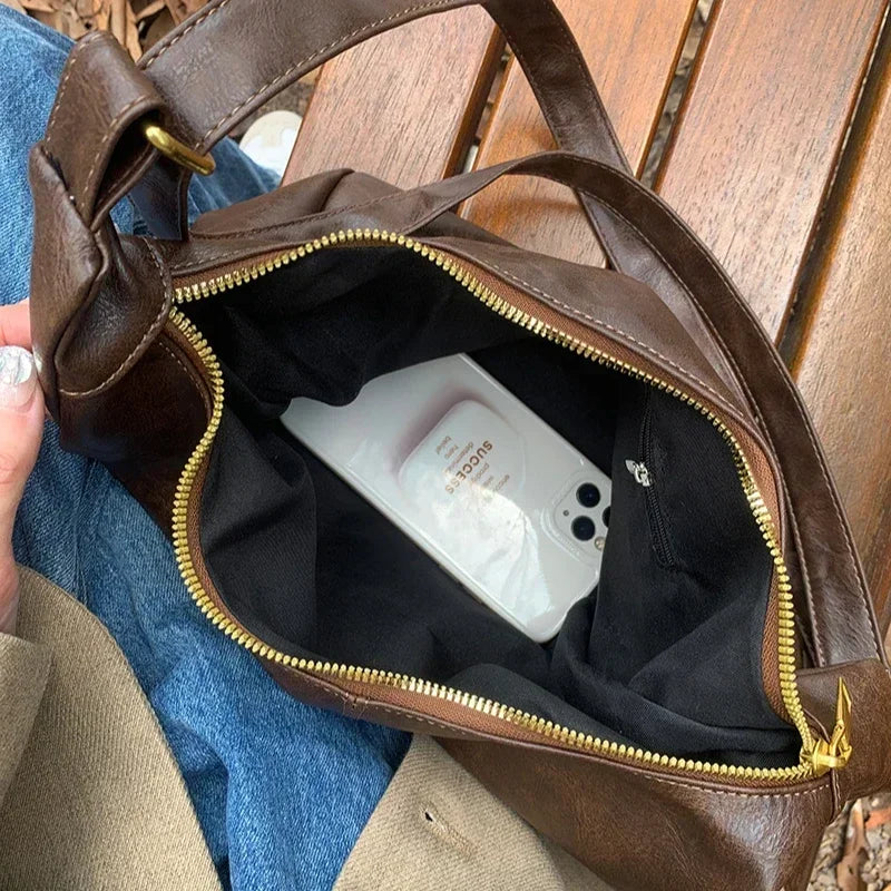 Amblot Large leather hobo bag