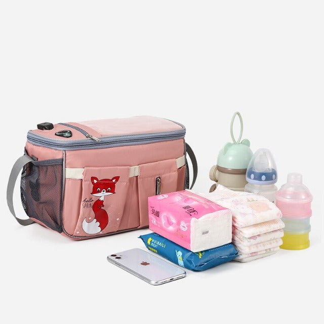 Amblot Large pink stroller diaper bag