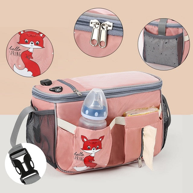 Amblot Large pink stroller diaper bag