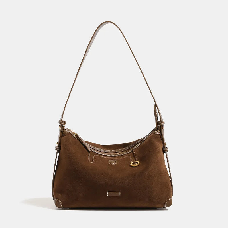 Amblot Large Sleek suede handbag for travel and errands