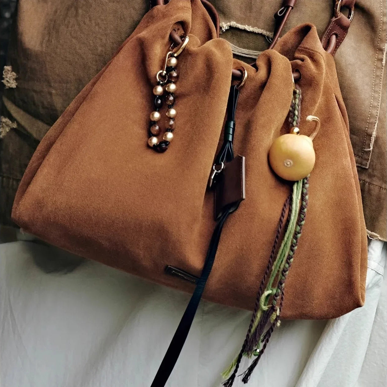 Amblot Large suede handbag for all seasons