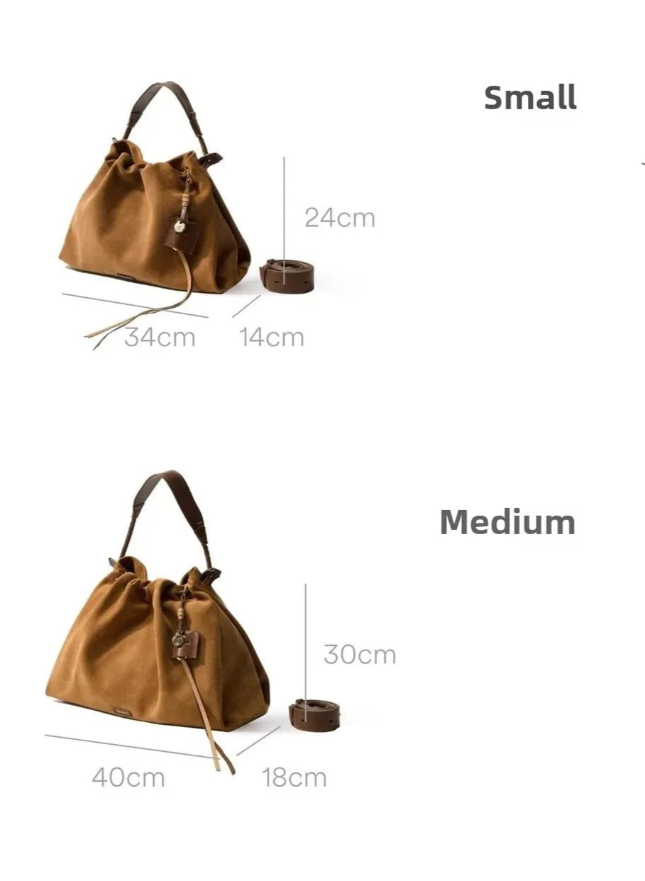 Amblot Large suede handbag for all seasons