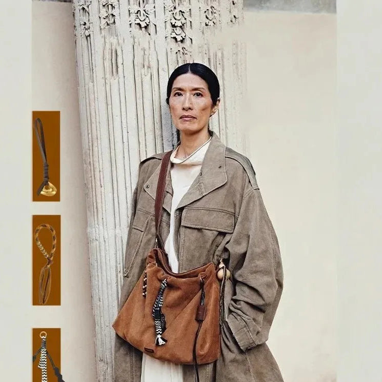 Amblot Large suede handbag for all seasons