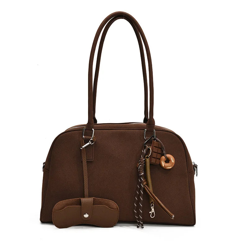 Amblot Large suede tote bag with zip-top closure