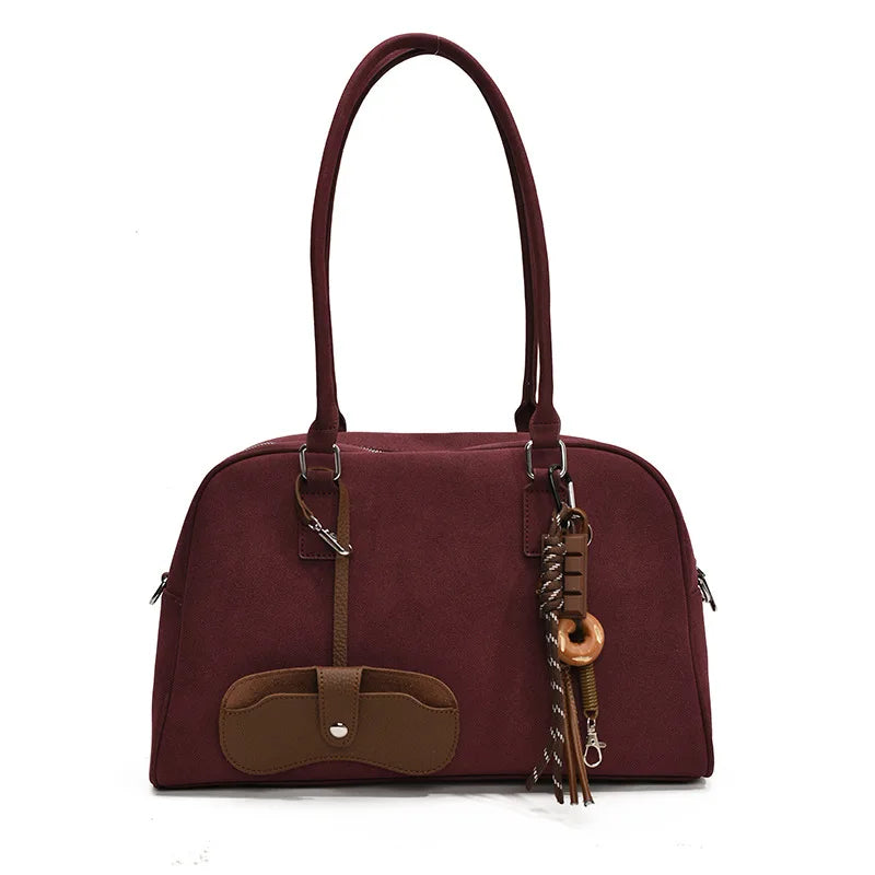 Amblot Large suede tote bag with zip-top closure
