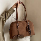 Amblot Large suede tote bag with zip-top closure