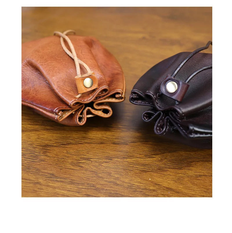 Amblot Leather coin pouch drawstring clutch