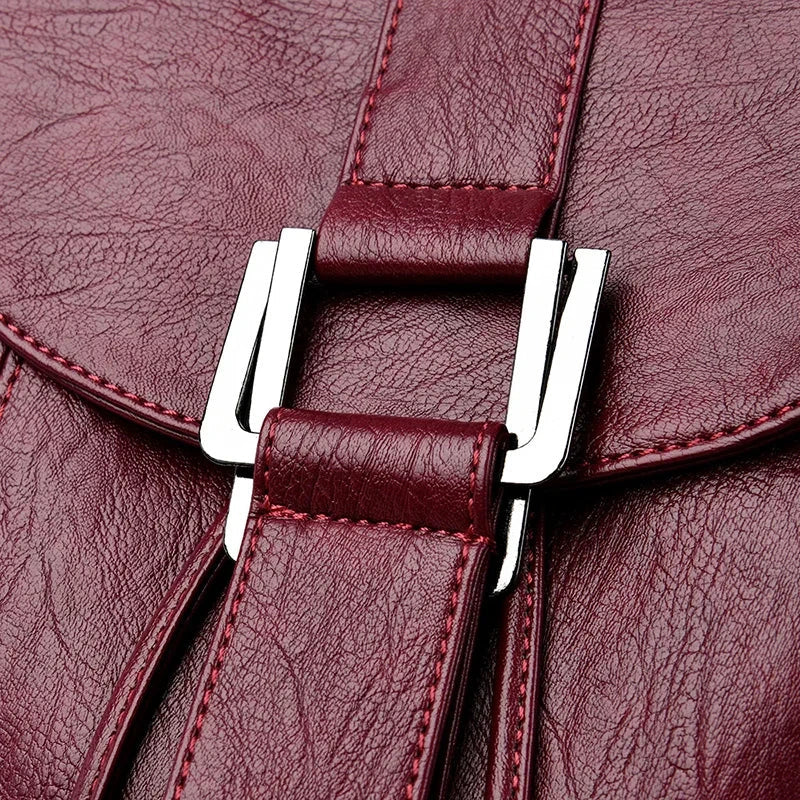 Amblot Leather knapsack with secure top flap