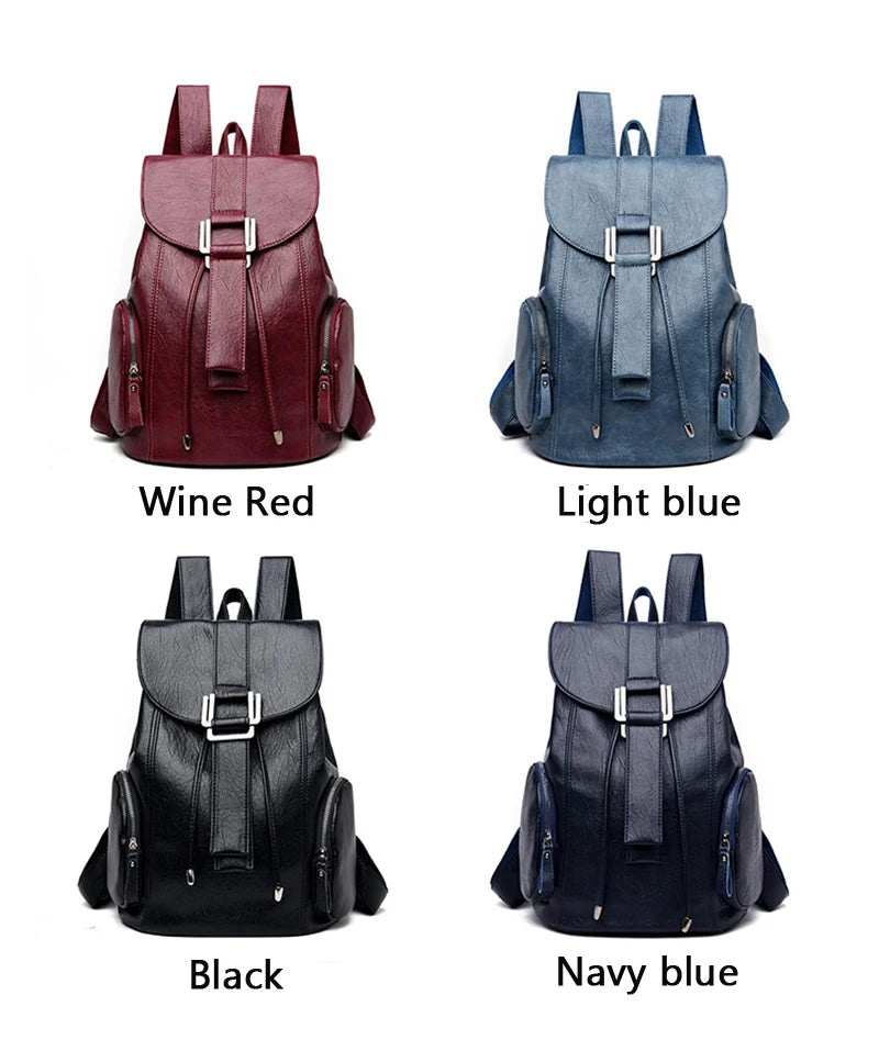 Amblot Leather knapsack with secure top flap