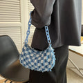 Amblot Light Blue Cute mini denim clutch with chain