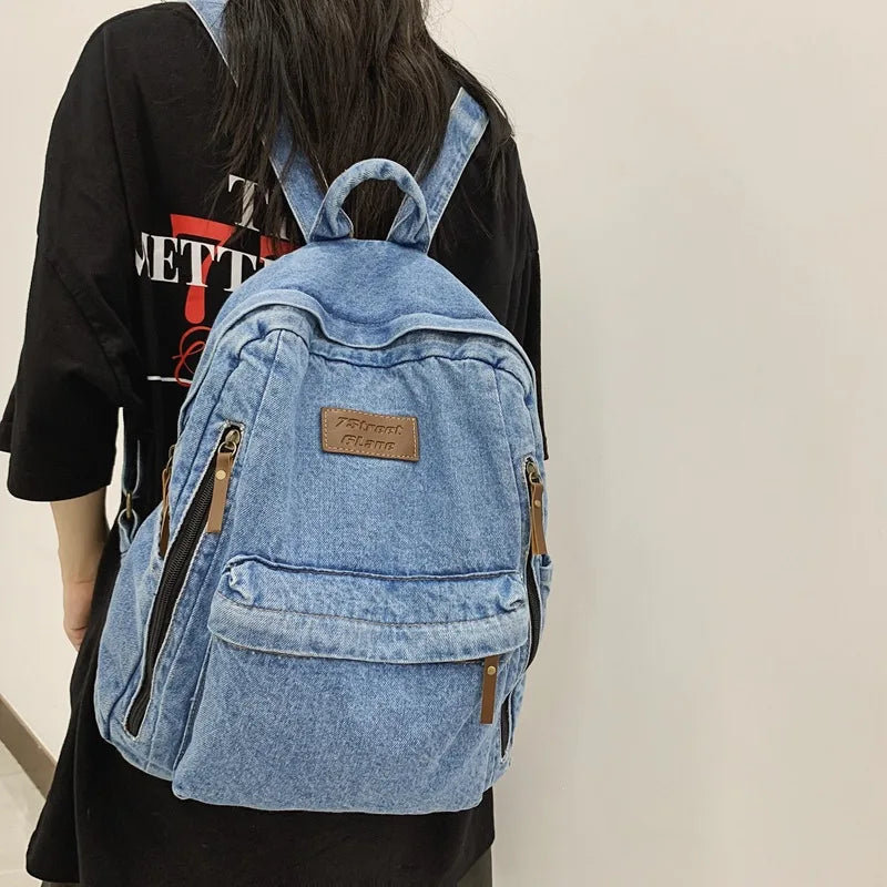 Amblot Light Blue Denim fashion backpack