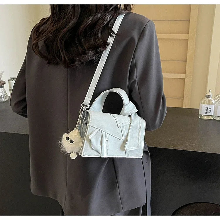 Amblot Light Blue Fashion crossbody denim handbag