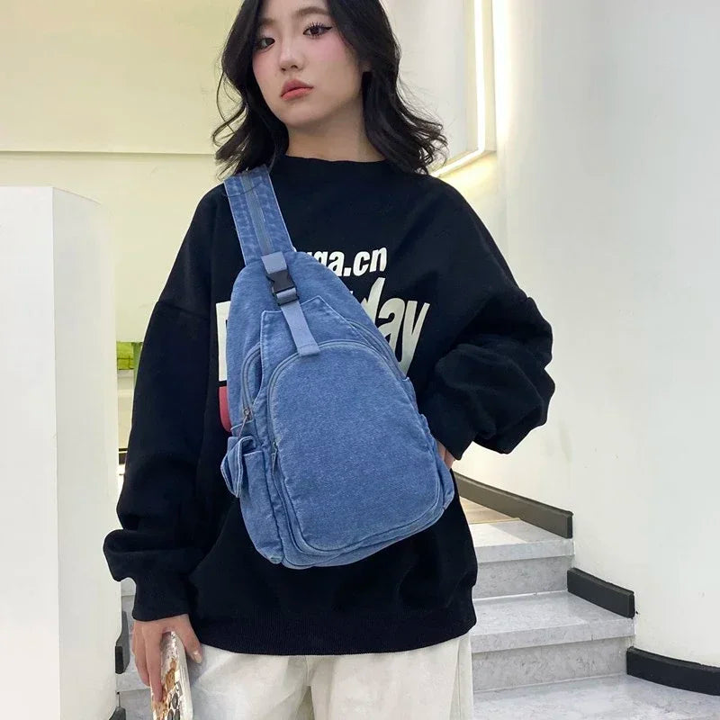 Amblot Light Blue Large denim body bag