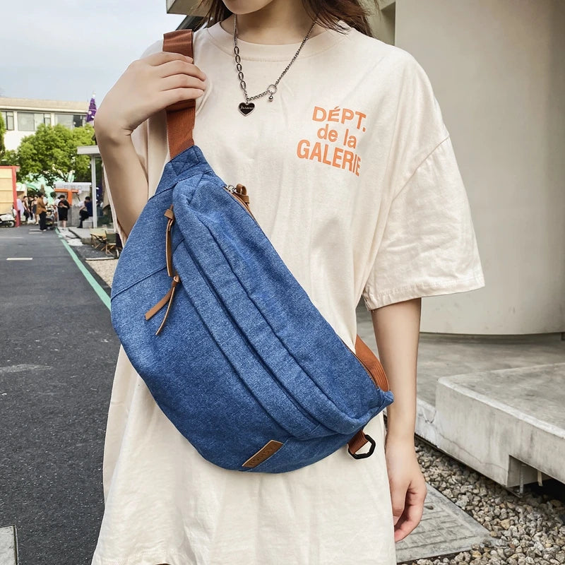 Amblot Light Blue Large denim fanny pack