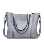 Amblot Light Blue Large leather tote bag with zipper